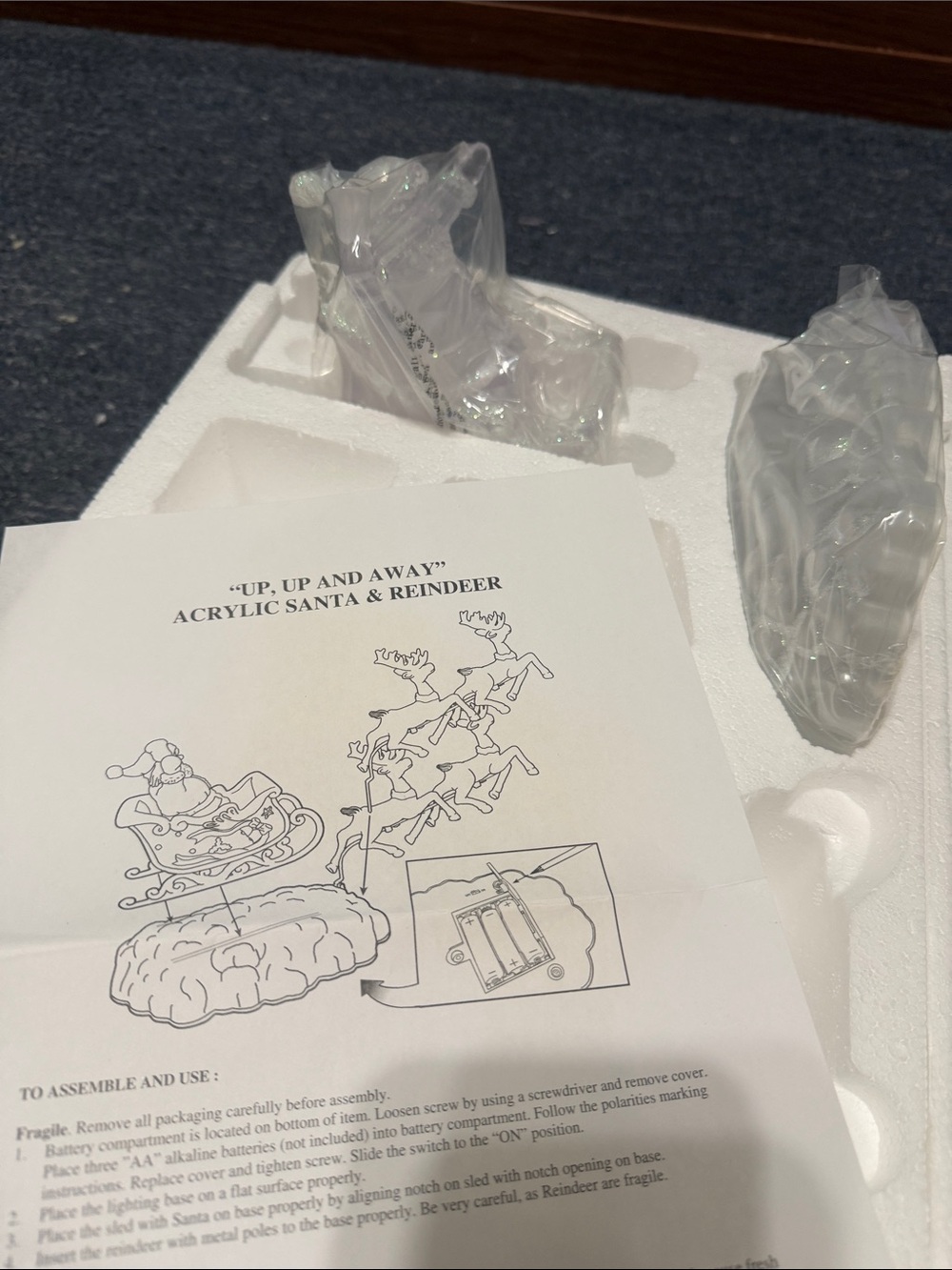 Avon White Acrylic Santa & Reindeer Holiday Figurine Set